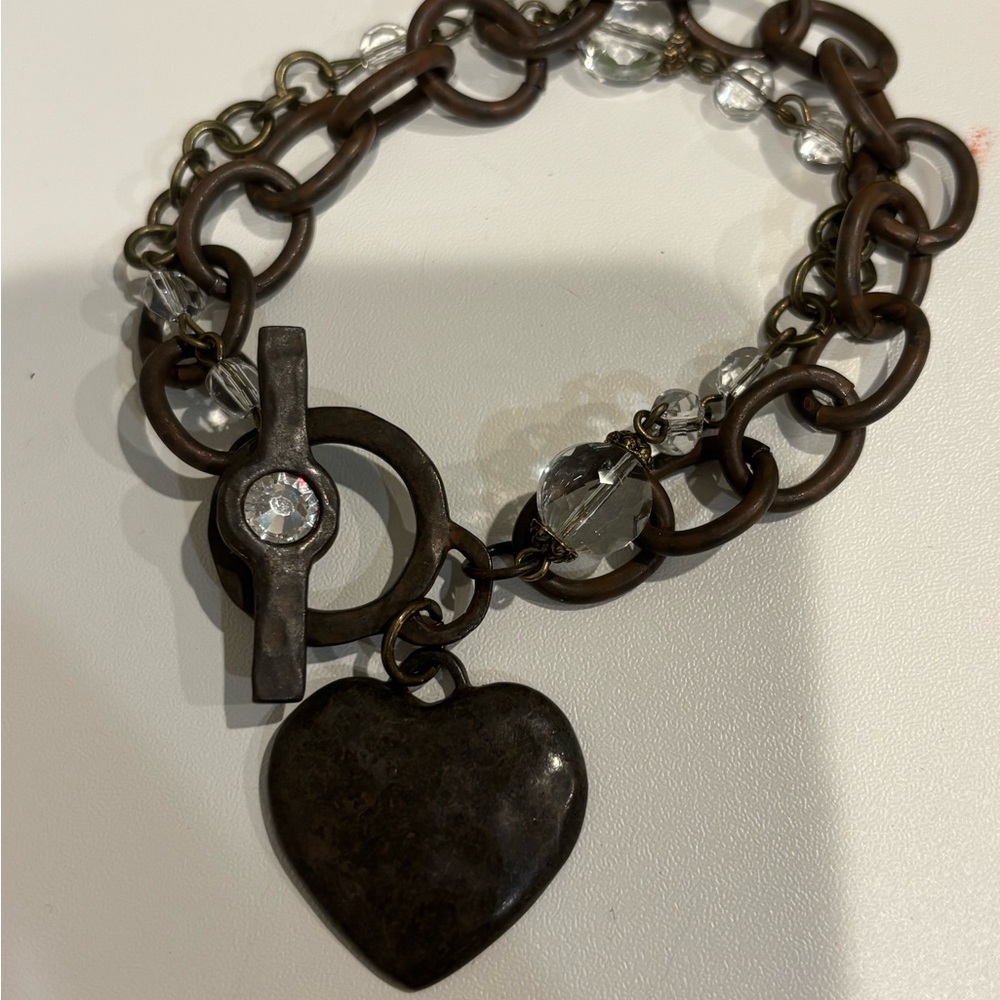 Heart Charm Bracelet with Crystal Accents